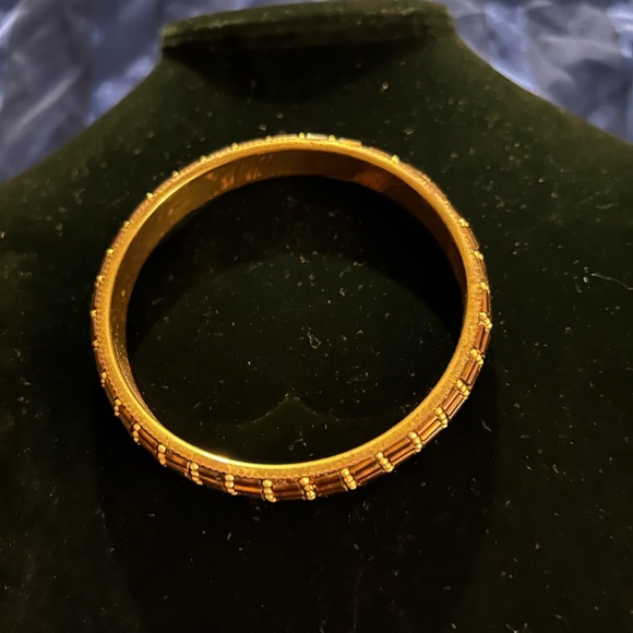 VTG Brass and Brown seed bead Boho Bangle bracelet. Unbranded. - Picture 2 of 6